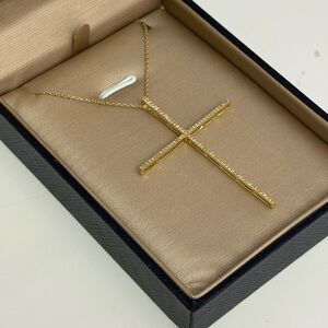 Elegant Gold Cross Necklace 14k